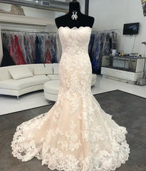 Strapless Bodice Corset Mermaid Lace Wedding Dresses For Bride