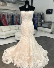 Strapless Bodice Corset Mermaid Lace Wedding Dresses For Bride