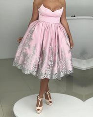 Strapless Bodice Corset Satin With Lace Homecoming Dresses