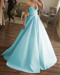 Strapless Floor Length Ball Gown Prom Dresses Satin