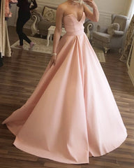 Strapless Floor Length Ball Gown Prom Dresses Satin