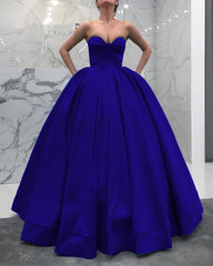 Strapless Sweetheart Bodice Corset Satin Ball Gowns Prom Dresses