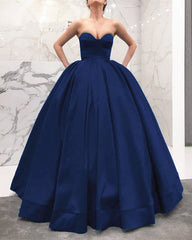 Strapless Sweetheart Bodice Corset Satin Ball Gowns Prom Dresses