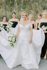 Strapless Black Chiffon Long Bridesmaid Dress with Slit/Formal Women's Dresses