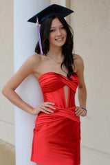 Strapless Keyhole Ruched Mini Homecoming Dress Graduation Dress HD0404