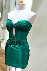 Strapless Keyhole Ruched Mini Homecoming Dress Graduation Dress HD0404