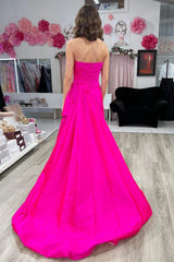 Strapless Ruched Maxi Magenta Prom Dress Formal Gowns TP1300