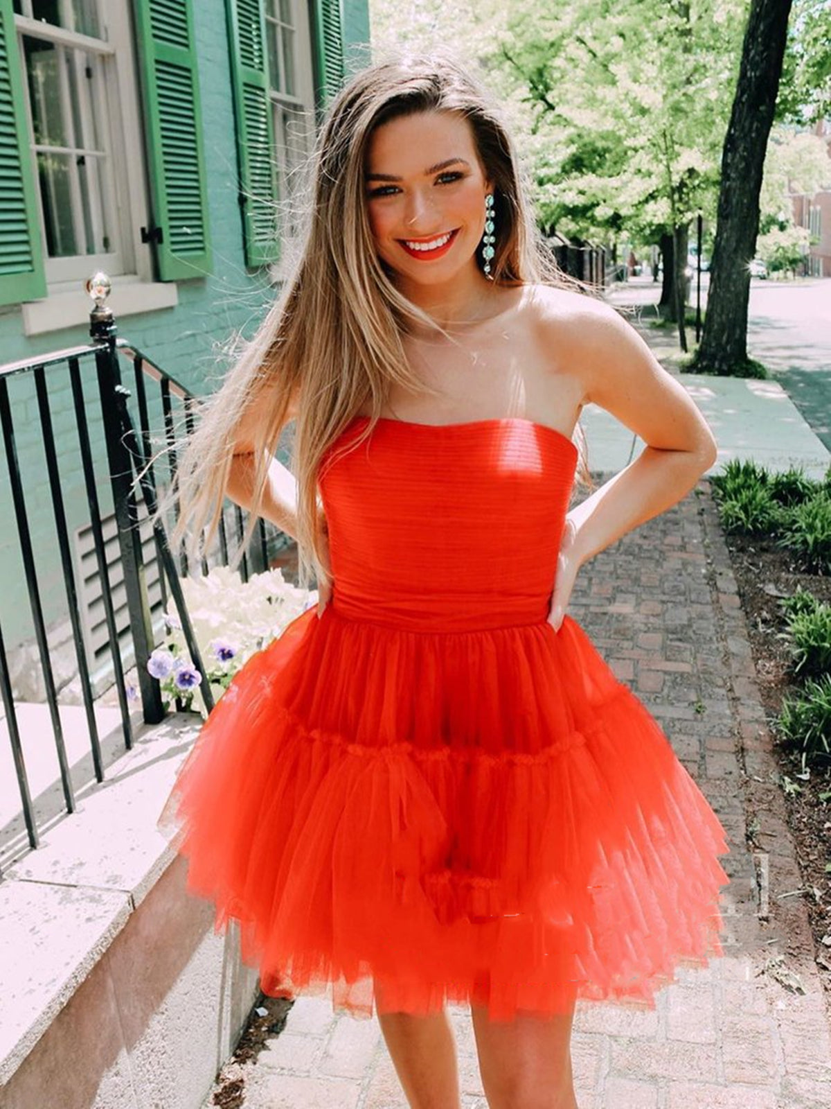 Strapless Short Red Prom Dresses, Short Red Graduation Homecoming Dresses