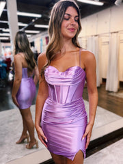 Strapless Short Satin Prom Dresses, Short Formal Homecoming Dresses