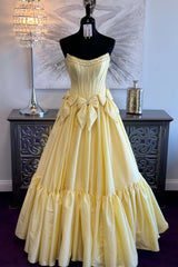 Sweet Ball Gown Scoop Neck Taffeta Pink Long Prom Dresses