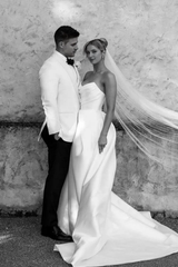 Strapless Simple A Line Sweetheart Long Wedding Dress with Split Front