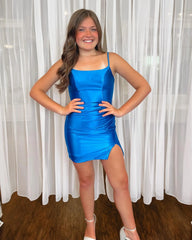 Straps Fuchsia Ruched Bodycon Tight Homecoming Dress HD0189
