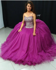 Stunning Crystal Beaded Organza Ruffles Ball Gowns Quinceanera Dresses