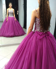 Stunning Crystal Beaded Organza Ruffles Ball Gowns Quinceanera Dresses