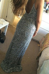 Stunning Mermaid Spaghetti Starps Beading Appliques Long Prom Dress TP0113