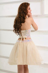 Stunning Two Piece Short  Tulle Beaded Sweet Homecoming Dress  TR0182