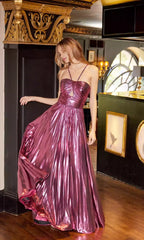Stunning backless neckline with hollowed out delicate shoulder straps, wide waistband, tight waist, side slits, A-line, beautiful silhouette Prom Dresses