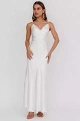 Stunning lace edge collar with lining, sloping neckline and zipper at the back Prom Dresses