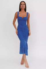 Stunning lined chest V-shaped pleated mesh fishtail style with zipper on the back Prom Dresses