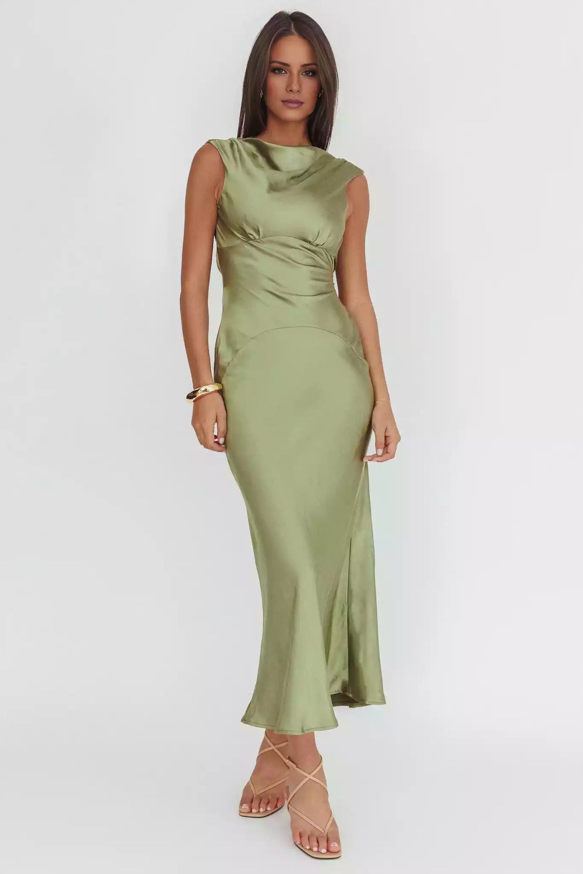 Stunning lined sleeveless scarf with adjustable neckline, shoulder straps and zippered sides Prom Dresses