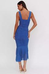 Stunning mermaid pleated lining with mesh fabric, fish tail style with zipper at the back Prom Dresses