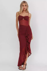 Stunning mid length lining, adjustable shoulder straps, pleated details, layered ruffles, back with zipper Prom Dresses