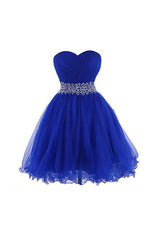 Sweetheart Royal Blue Homecoming Dresses Short Prom Dresses With Beading TR003