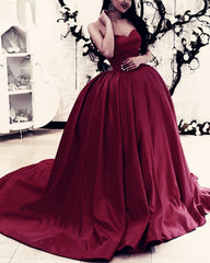 Sweetheart Ball Gown Satin Dresses Sleeveless