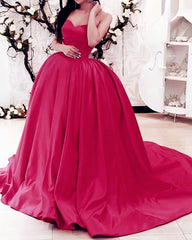 Sweetheart Ball Gown Satin Dresses Sleeveless