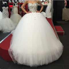 Sweetheart Bodice Corset Wedding Dress Ball Gown Pearl Beaded