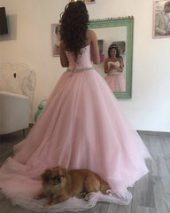 Sweetheart Corset Tulle Ball Gown Dresses Beaded Sashes