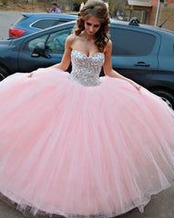 Custom Made Sweetheart Neck Pink Ball Gown, Pink Prom Dresses, Formal Dresses