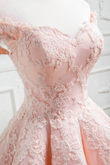 Sweetheart Off The Shoulder Tulle And Satin Ball Gowns Prom Dresses Lace Appliques