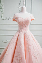 Sweetheart Off The Shoulder Tulle And Satin Ball Gowns Prom Dresses Lace Appliques
