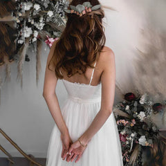 A-Line Tulle Spaghetti Straps Wedding Dresses With