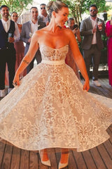 Sweetheart  Aline Wedding Dress Sleeveless Lace Dress