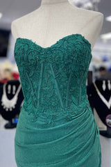 Sweetheart Applique Mermaid Green Prom Dress with Split TP1327