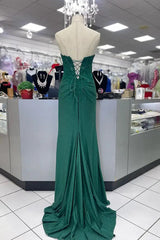 Sweetheart Applique Mermaid Green Prom Dress with Split TP1327