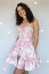 Sweetheart Floral A-Line Homecoming Dress, AST1350