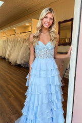 Sweetheart Lace Chiffon Corset Long Yellow Prom Dresses TP1294