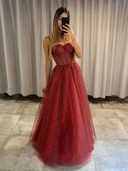 Sweetheart Neck Blue Burgundy Long Prom Dresses, Blue Burgundy Long Formal Graduation Dresses
