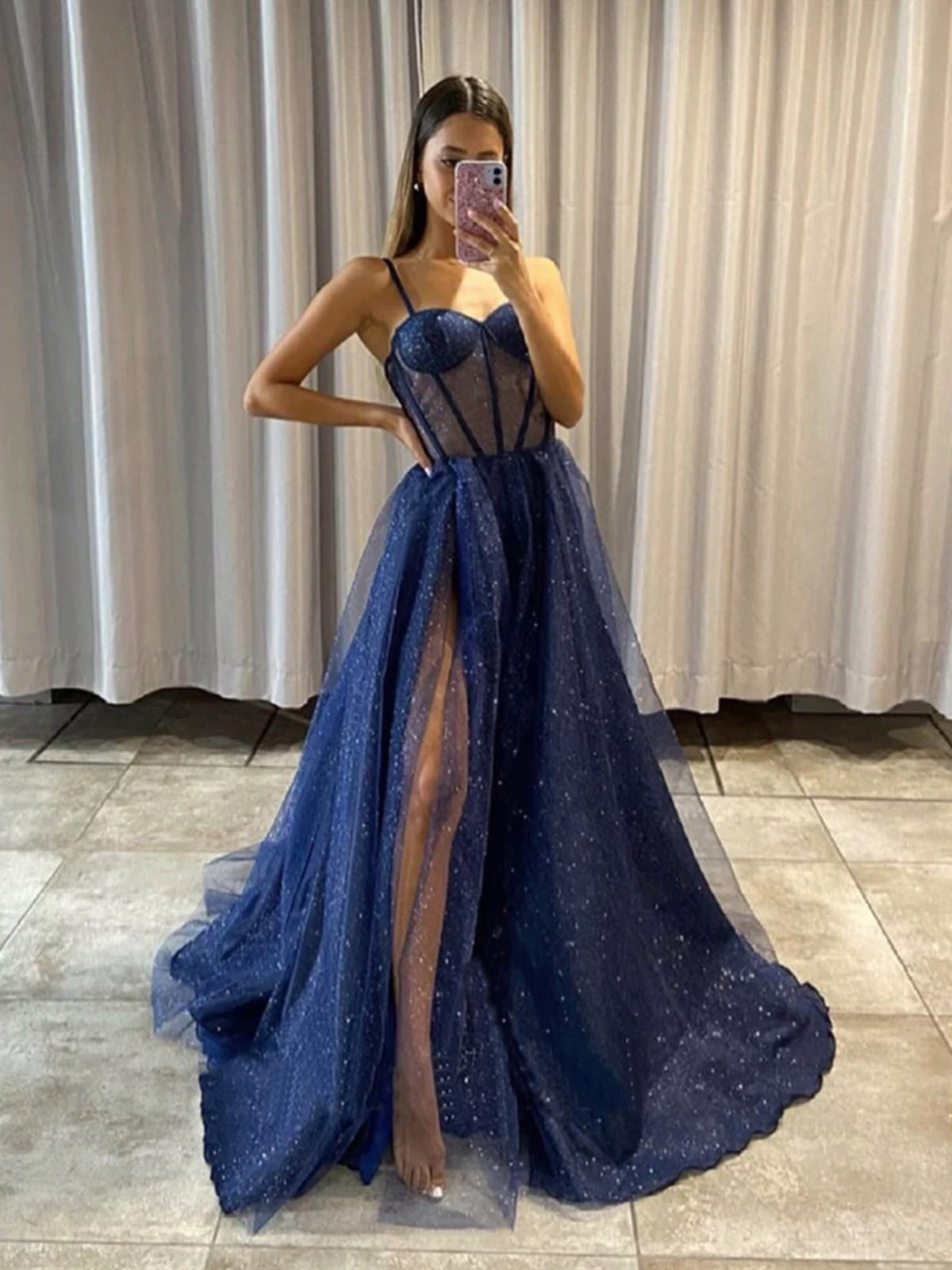 Sweetheart Neck Blue Burgundy Long Prom Dresses, Blue Burgundy Long Formal Graduation Dresses