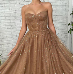 Sweetheart Neck Champagne Long Prom Dresses, Champagne Long Formal Graduation Dresses