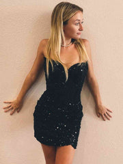 Sweetheart Neck Short Burgundy Black Dark Green Sequins Prom Dresses, Short Wine Red Black Green Formal Homecoming Dresses