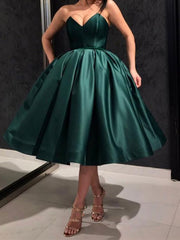 Sweetheart Neck Short Dark Green Prom Dresses, Short Green Graduation Homecoming Dresses