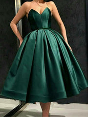 Sweetheart Neck Short Dark Green Prom Dresses, Short Green Graduation Homecoming Dresses