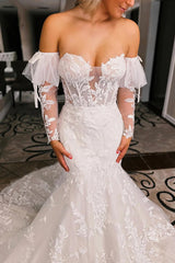 Sweetheart Trumpet Ivory Wedding Dress Floral Wedding Dress TN399