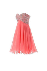 Sweetheart Beaded Prom Gown Short Pink Homecoming Dress PG048