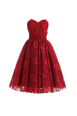 Sweetheart Knee Length Burgundy Homecoming Dresses Cocktail Dress PG070