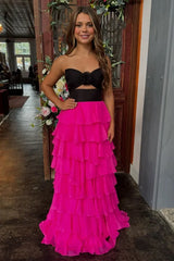 Sweetheart Strapless Chiffon Flower Long Prom Dress with Slit TP1371